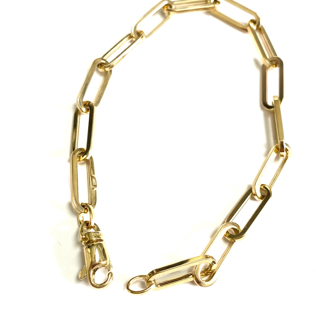 14kt Gold Paper Clip Bracelet